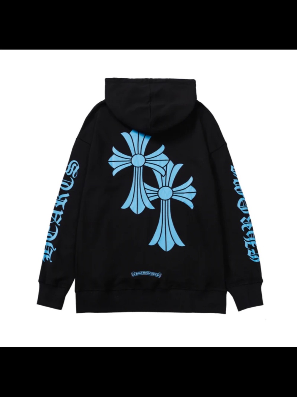 Chrome Hearts Black Hoodie with Blue Logo Accent